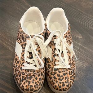 Leopard Print Sneakers with White Accents
